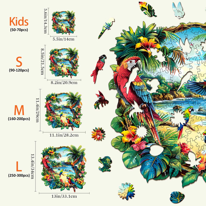 Tropical Parrot Wooden Jigsaw Puzzle - By Woodbests
