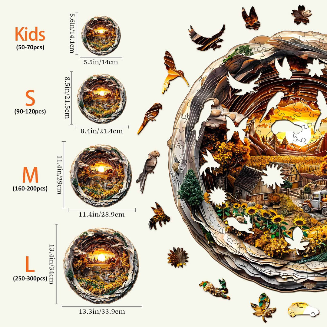 3D Autumn Farm-1 Wooden Jigsaw Puzzle - Woodbests