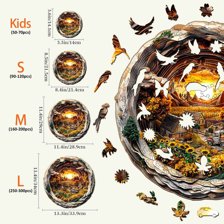 3D Autumn Farm-1 Wooden Jigsaw Puzzle - Woodbests