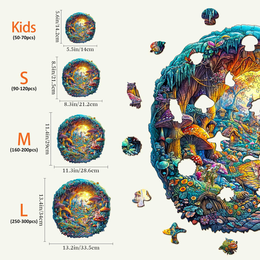 3D Mushroom Village Wooden Jigsaw Puzzle - By Woodbests