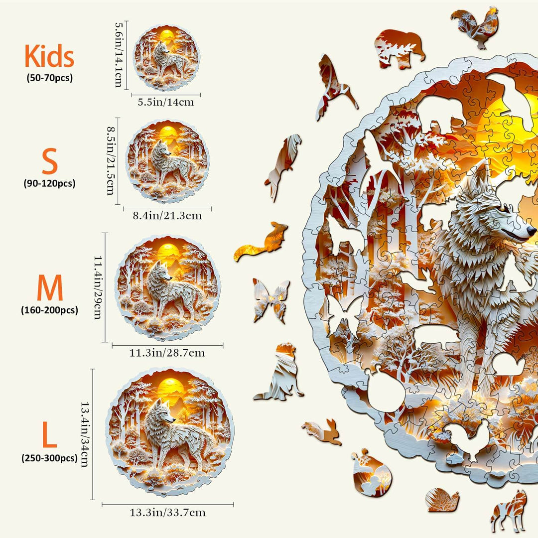 3D Wolf-2 Wooden Jigsaw Puzzle - Woodbests
