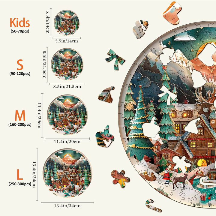 3D Christmas Town Wooden Jigsaw Puzzle - Woodbests