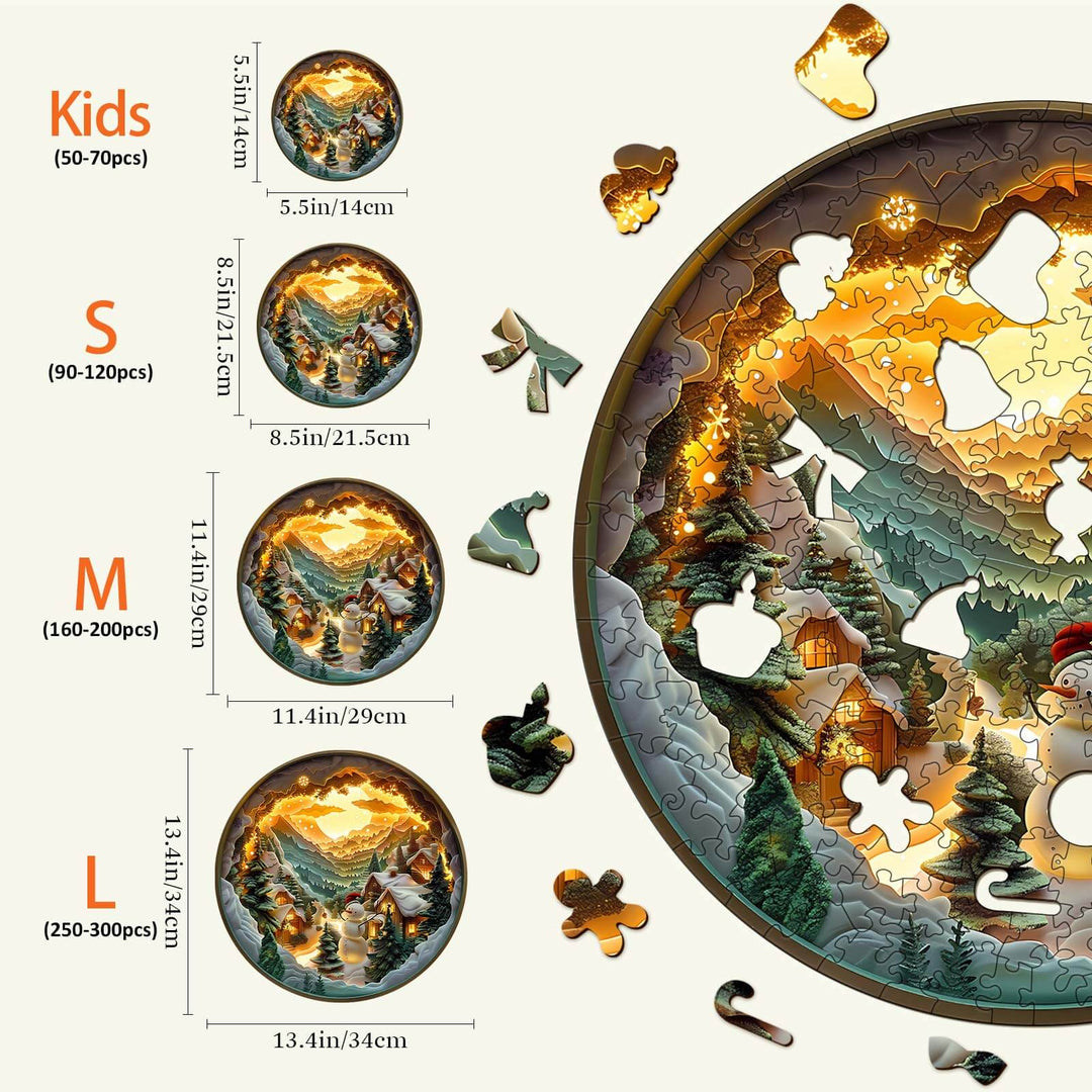 3D Christmas Village Wooden Jigsaw Puzzle - Woodbests