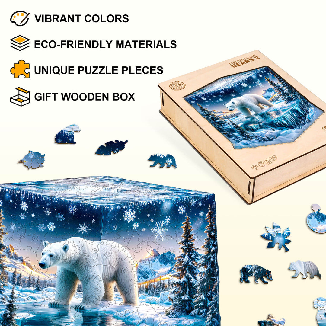 Frozen polar bears-2 Wooden Jigsaw Puzzle