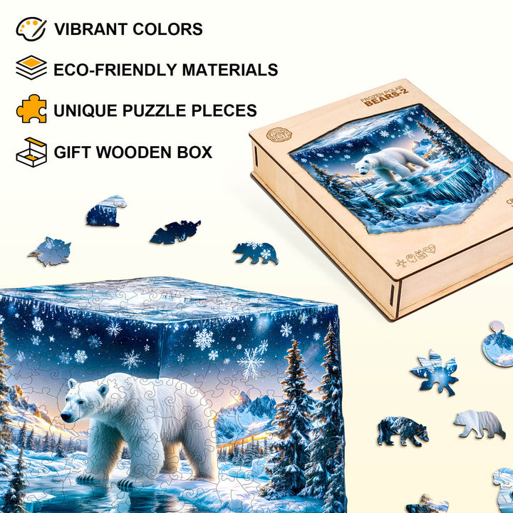 Frozen polar bears-2 Wooden Jigsaw Puzzle