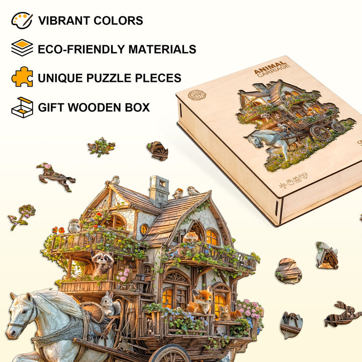 Tier-Kutsche Holzpuzzle