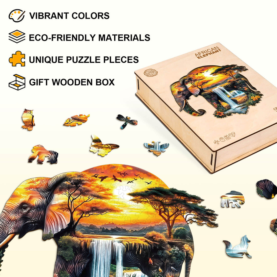 Afrikanischer-Elefant Holzpuzzle