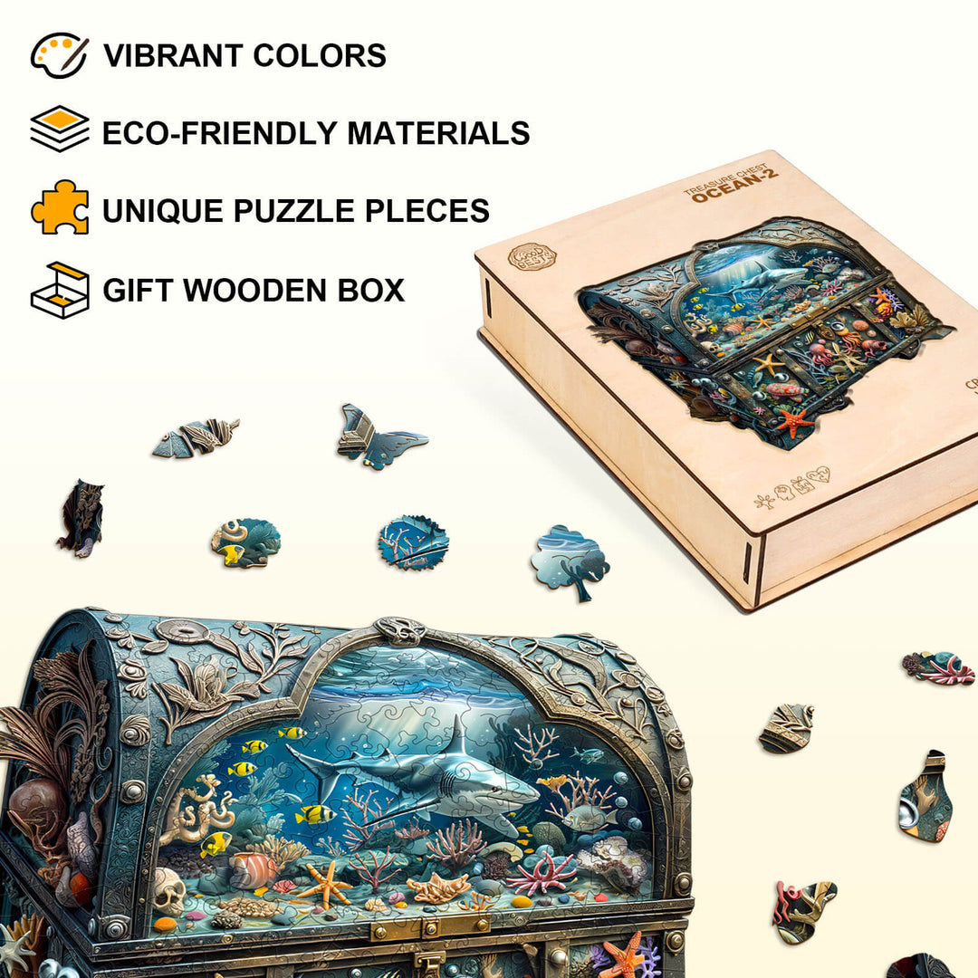 3D-Schatztruhe-Ozean-2 Holzpuzzle