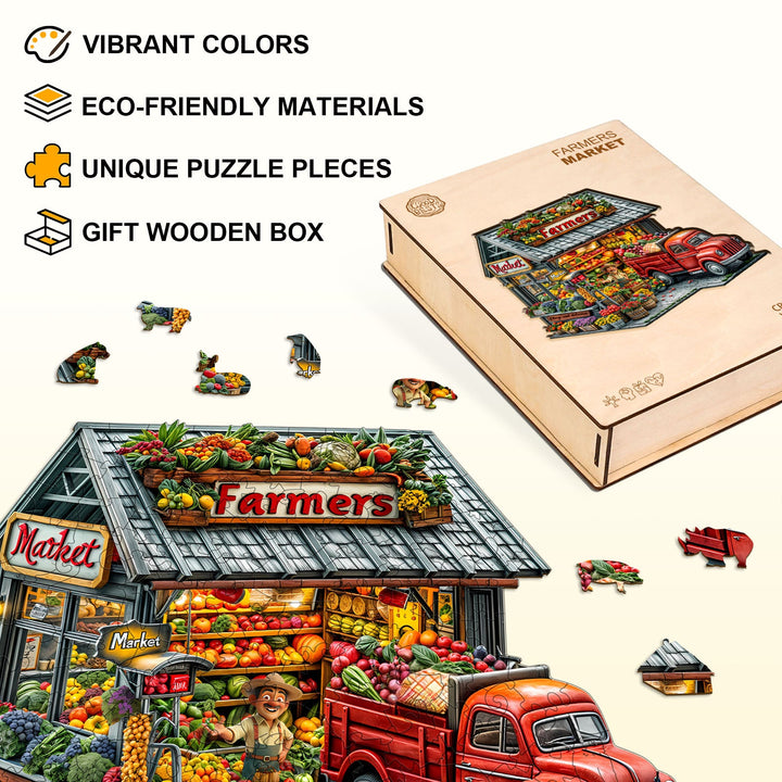 Bauern und Markt Holzpuzzle