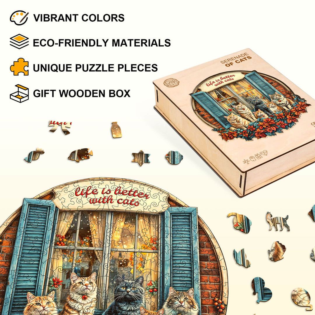 Katzenserenade Holzpuzzle