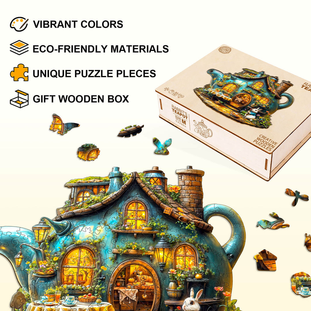 Hasen-Teekanne Holzpuzzle