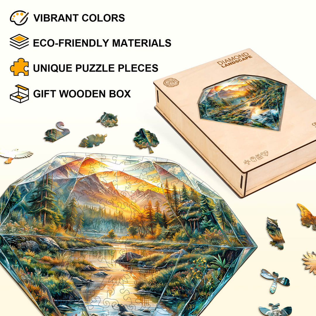 Diamant-Landschaft Holzpuzzle