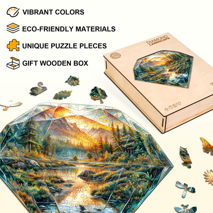 Diamant-Landschaft Holzpuzzle
