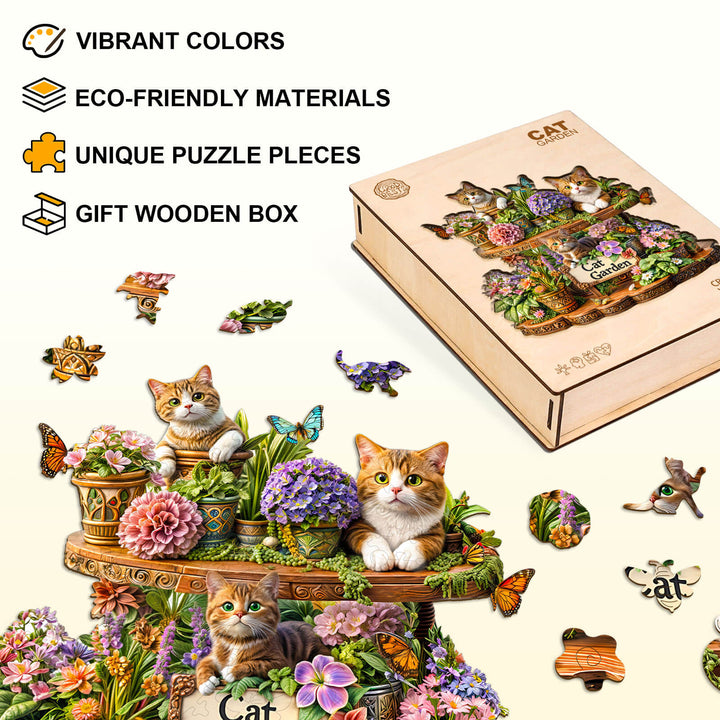 Katzen-Garten Holzpuzzle