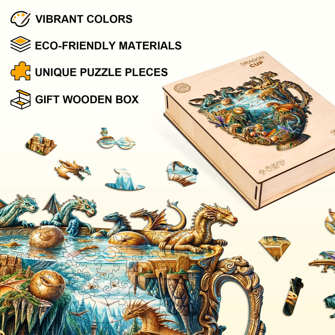 Dragon cup Wooden Jigsaw Puzzle