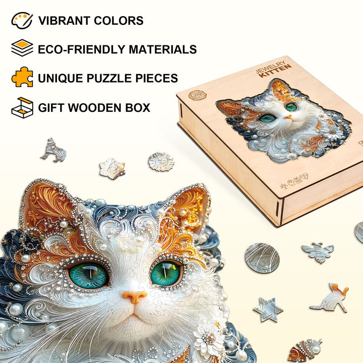 Schmuck-Katzen Holzpuzzle