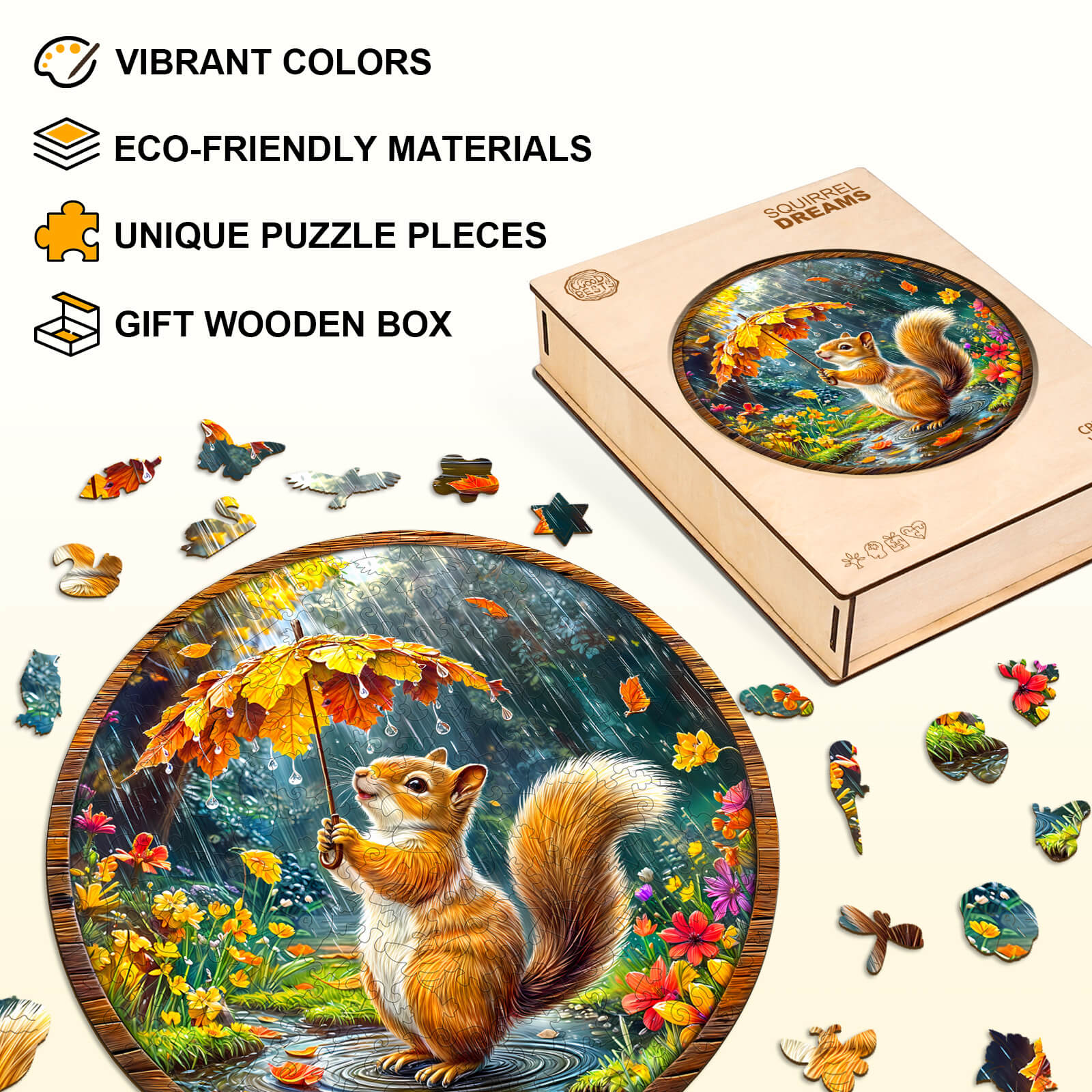 Squirrel Dreams Wooden Jigsaw Puzzle
