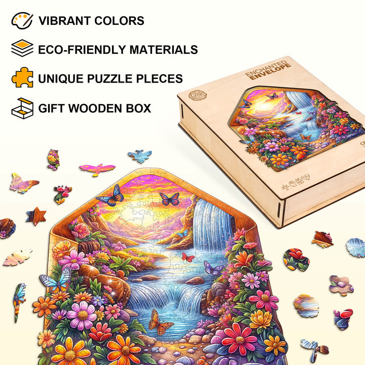 Verzauberter-Umschlag Holzpuzzle