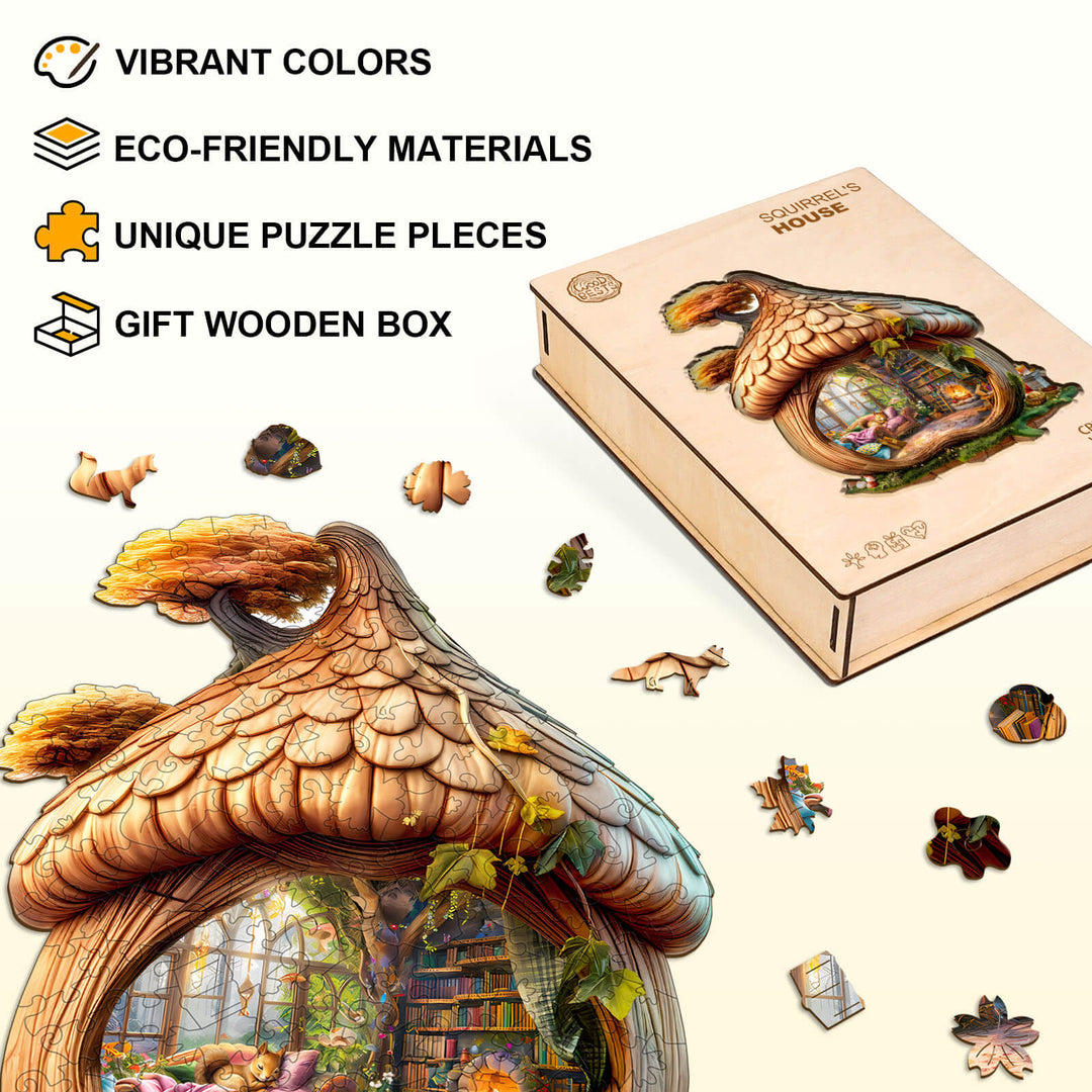 Eichhörnchen-Haus Holzpuzzle