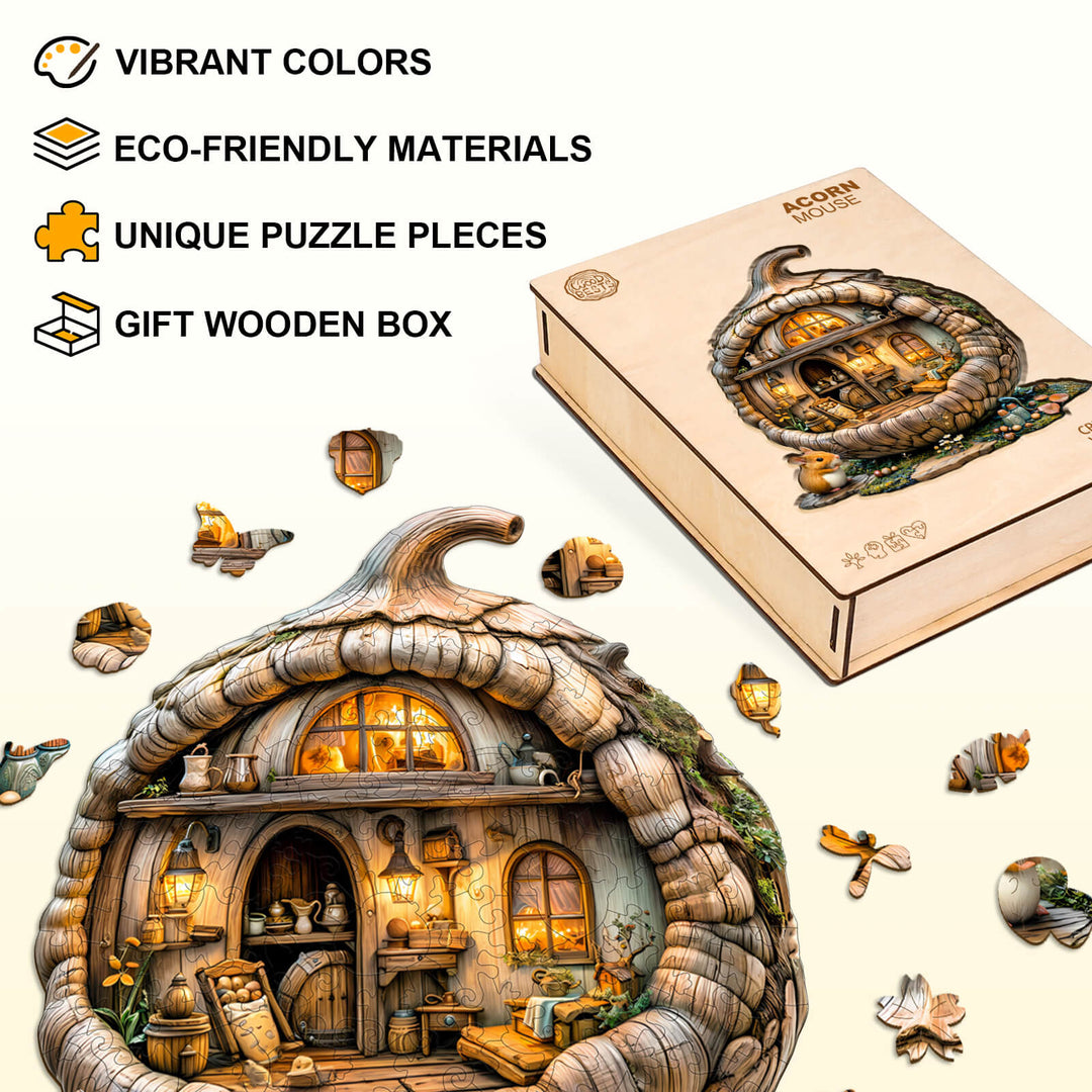 Acorn mouse Wooden Jigsaw Puzzle
