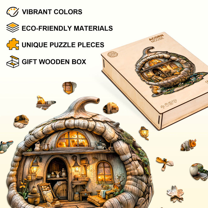 Acorn mouse Wooden Jigsaw Puzzle