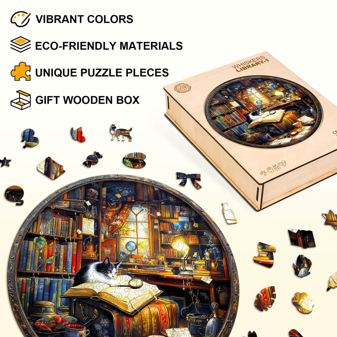 Whiskers Library-1 Wooden Jigsaw Puzzle