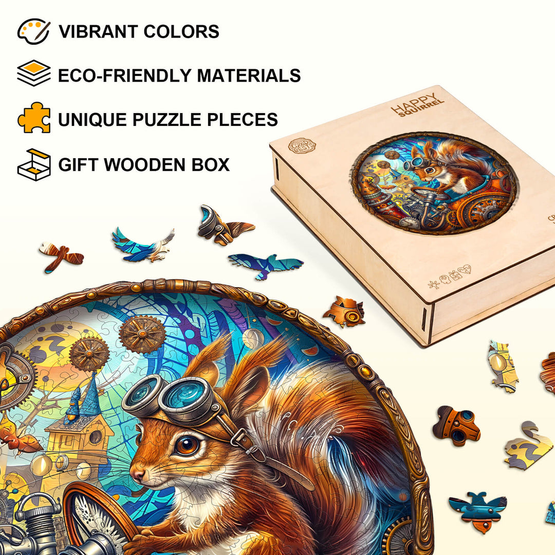Glückliches Eichhörnchen Holzpuzzle