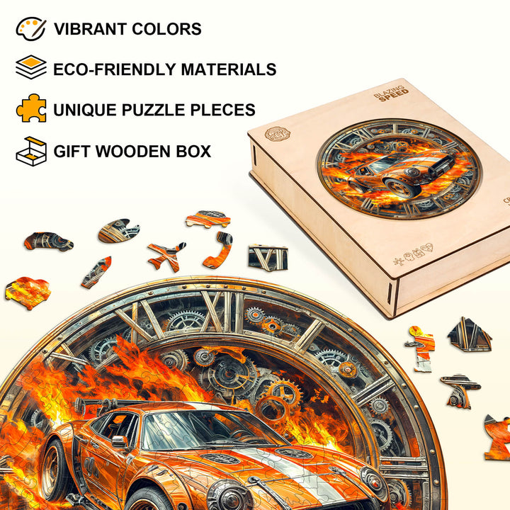 Rasantes Renn-Puzzle aus Holz