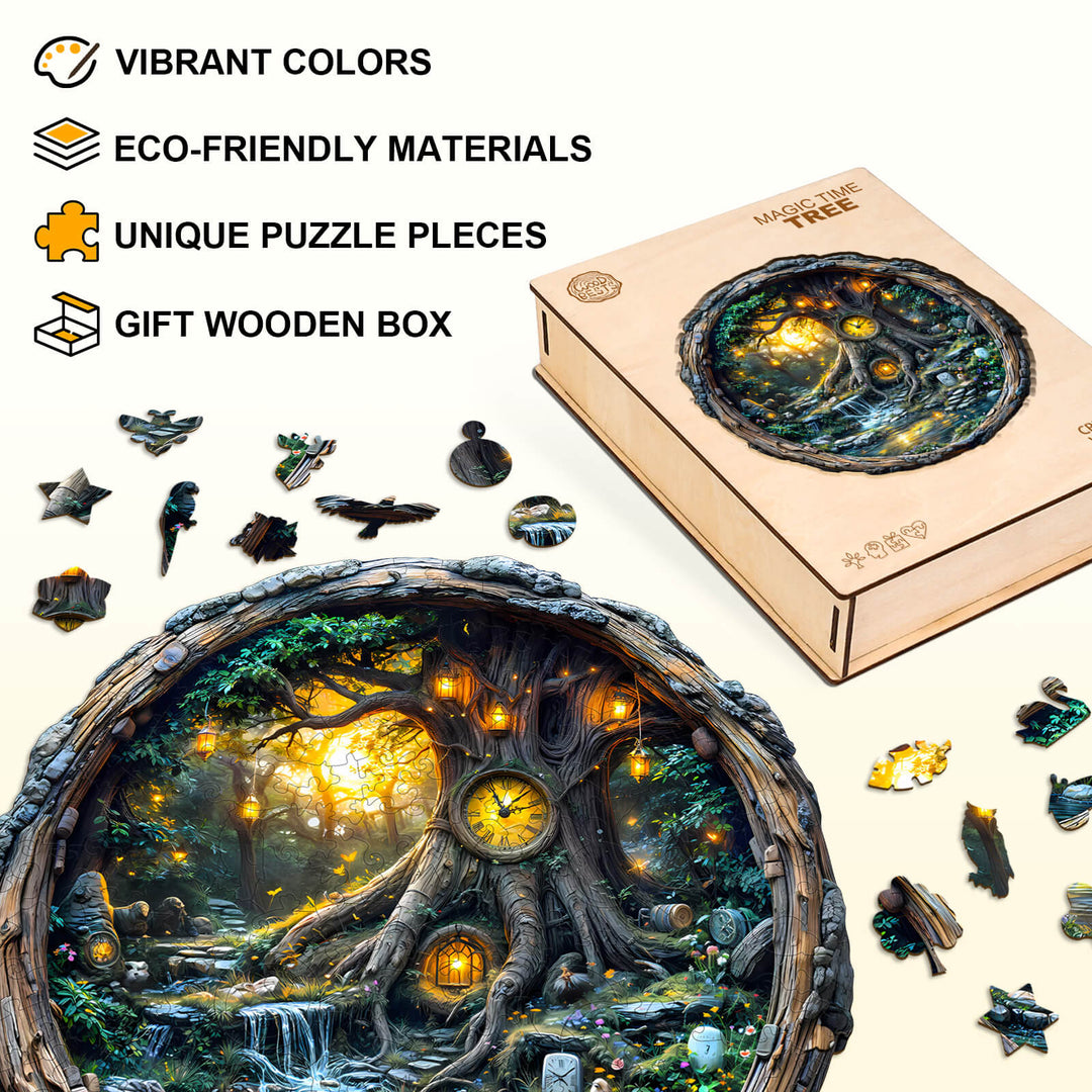 Zauber-Zeit-Baum Holzpuzzle