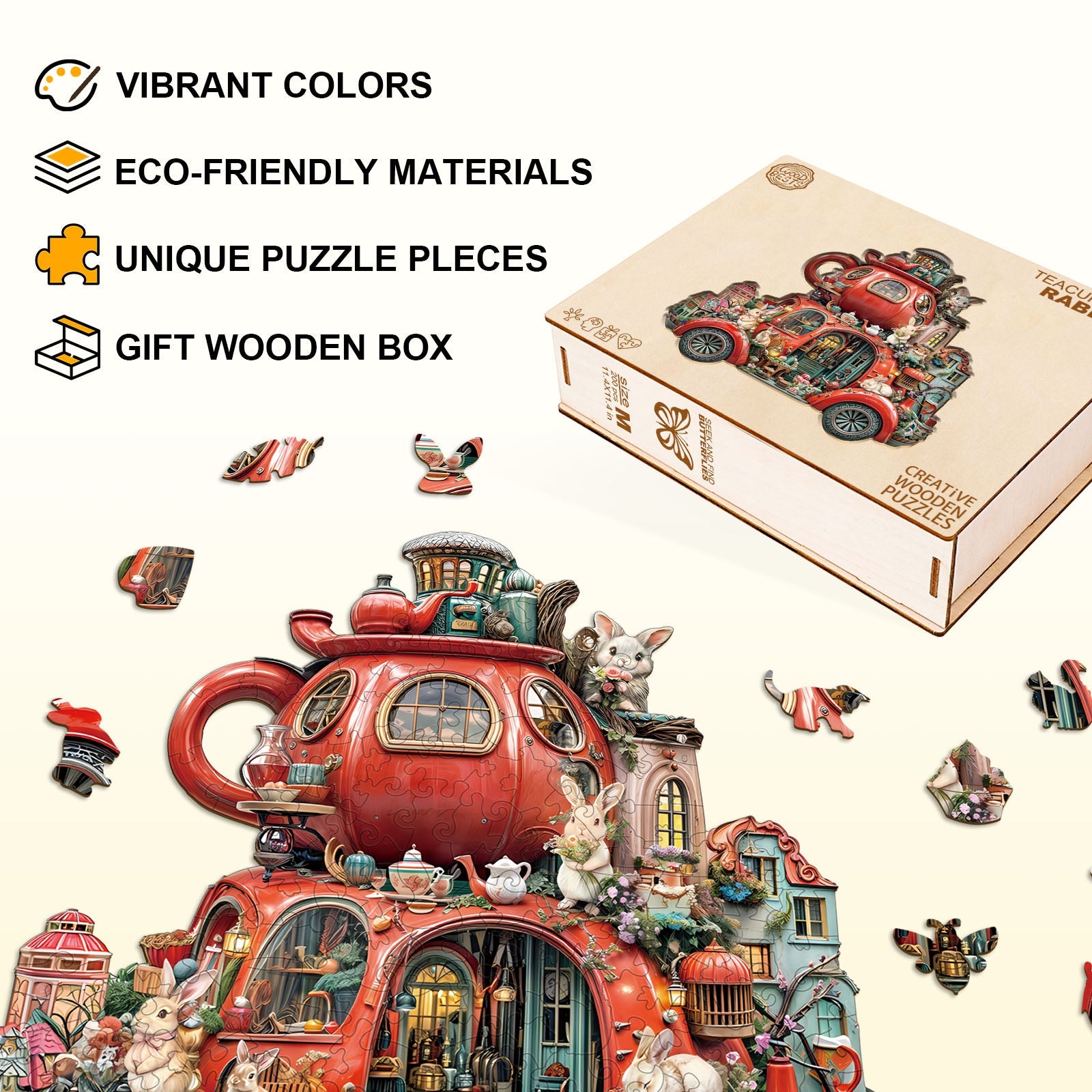 Teetassen-Schweberabbit Holzpuzzle