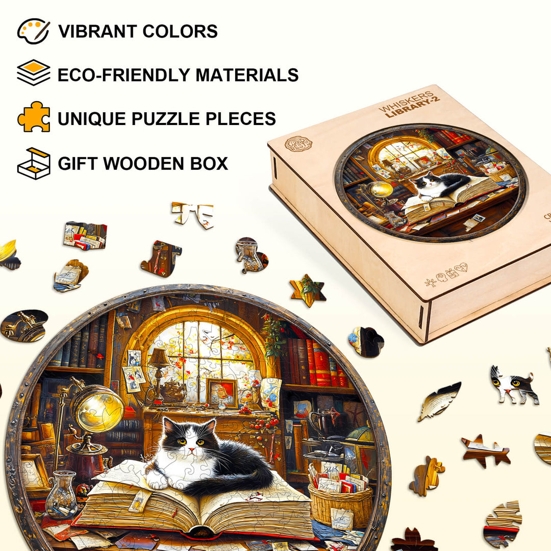 Whiskers Library-2 Wooden Jigsaw Puzzle