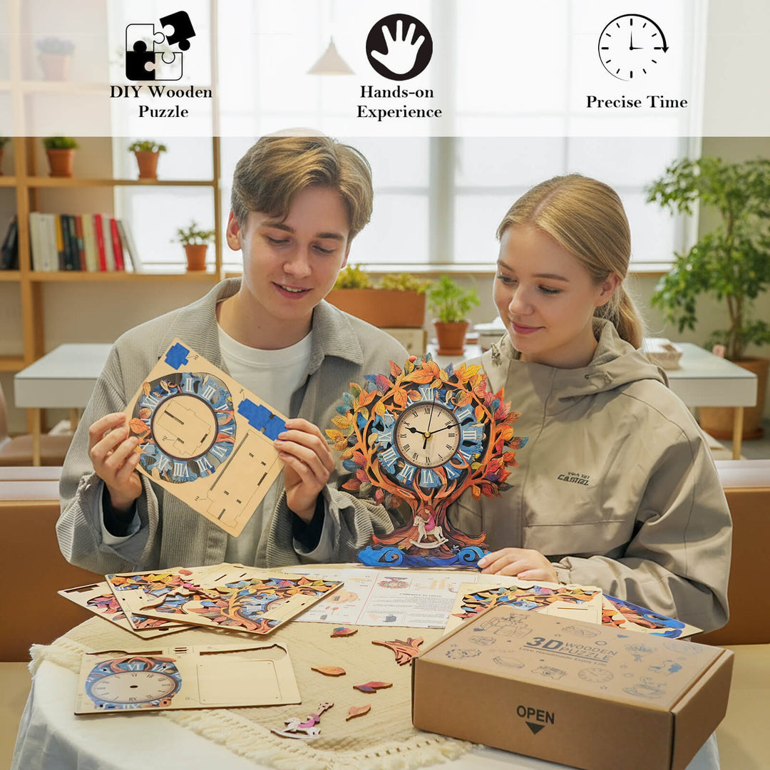 Baum des Lebens – 3D Holzuhr Puzzle Bastelset