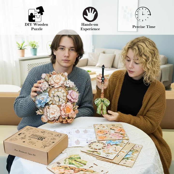 Strauß - 3D Holzuhr Puzzle Bastelset