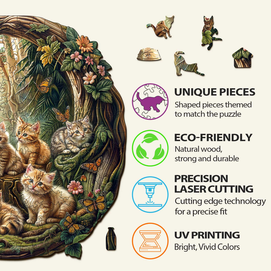 Laid-back Kitten Wooden Jigsaw Puzzle - By Woodbests