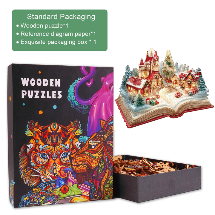 Weihnachts-Pop-up-Buch Holzpuzzle