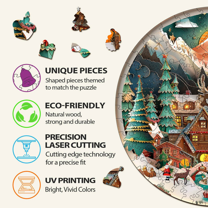 3D Christmas Town Wooden Jigsaw Puzzle - Woodbests