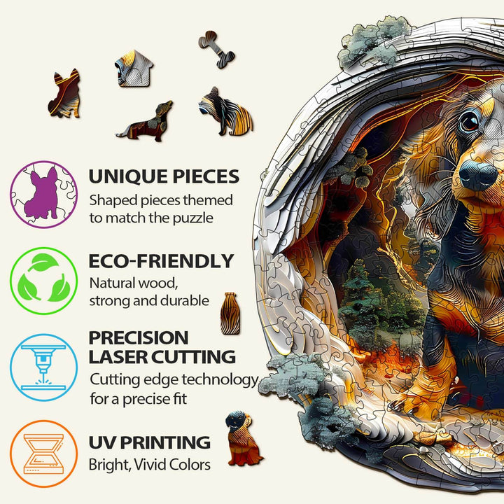 3D Dachshund-1 Wooden Jigsaw Puzzle - Woodbests
