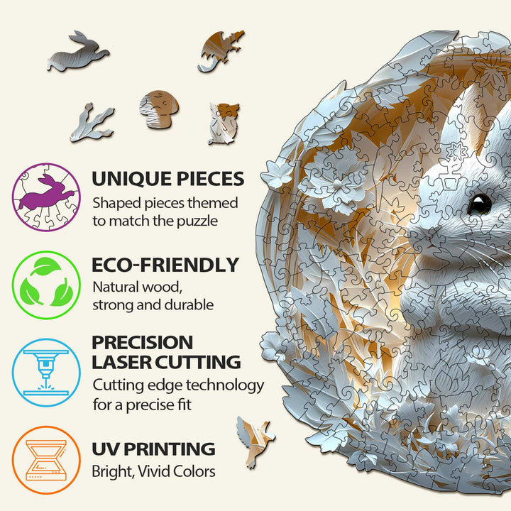 3D Paper Rabbit Wooden Jigsaw Puzzle - By Woodbests