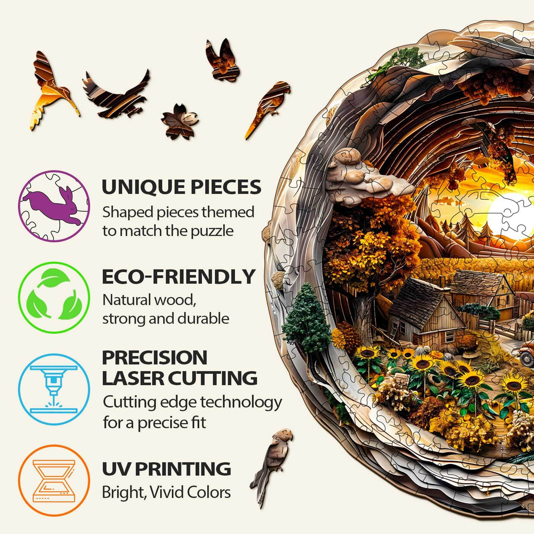 3D Autumn Farm-1 Wooden Jigsaw Puzzle - Woodbests