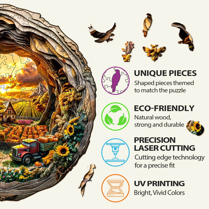 3D Autumn Farm-2 Wooden Jigsaw Puzzle - Woodbests