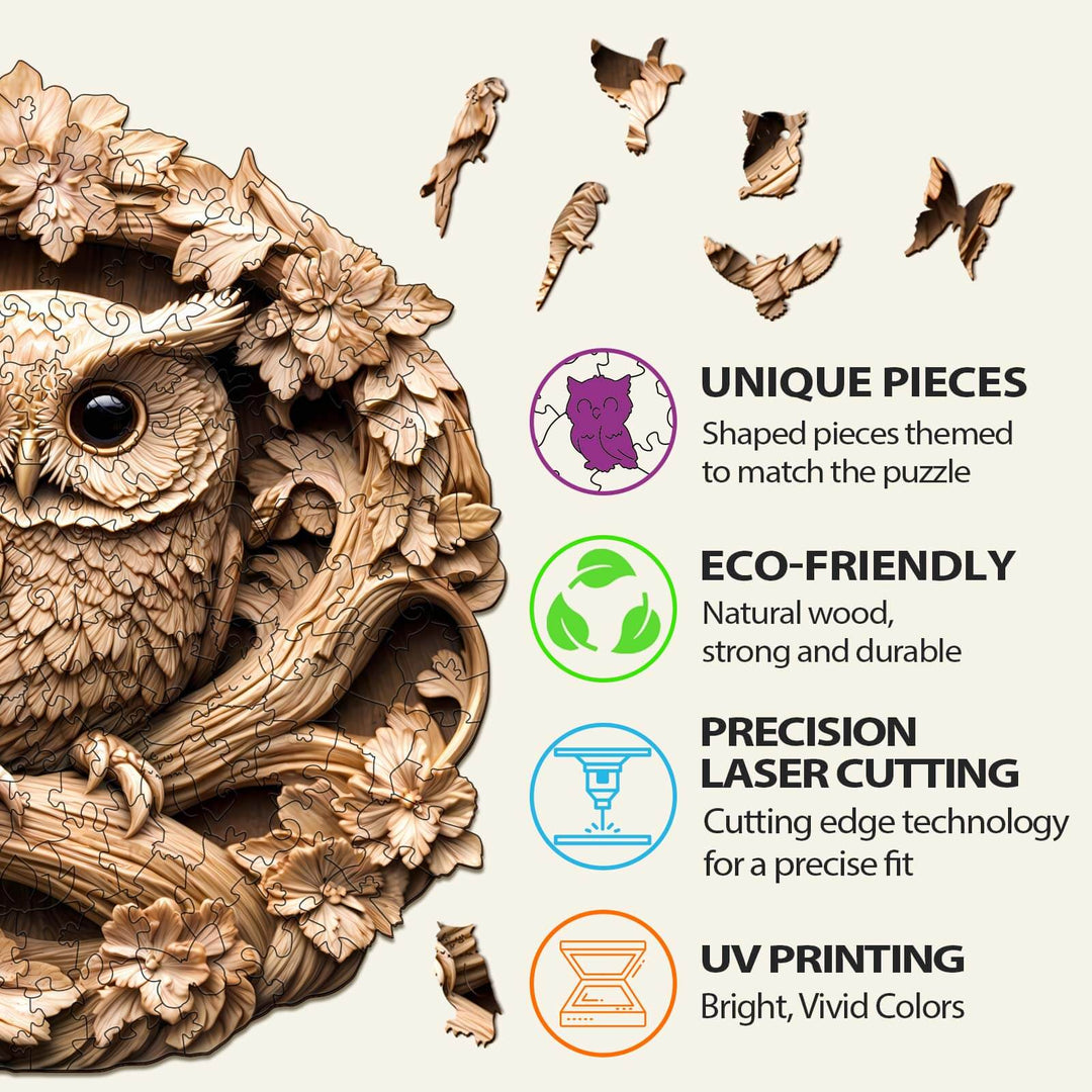 3D Owl-2 Wooden Jigsaw Puzzle - By Woodbests