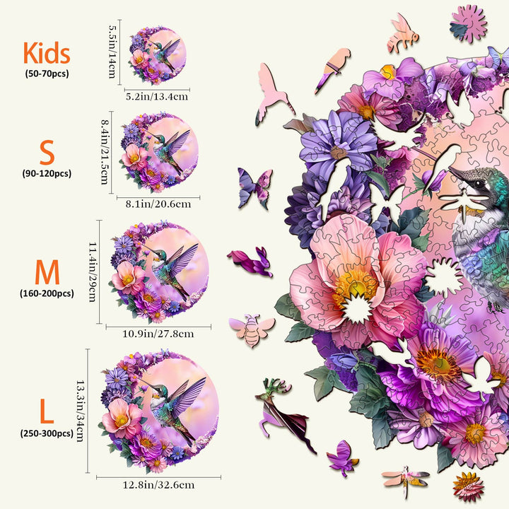 Hummingbird and Moon Wooden Jigsaw Puzzle - By Woodbests