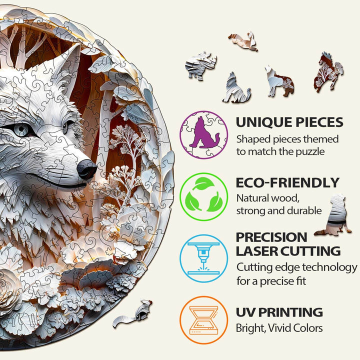 3D Wolf-1 Wooden Jigsaw Puzzle - Woodbests