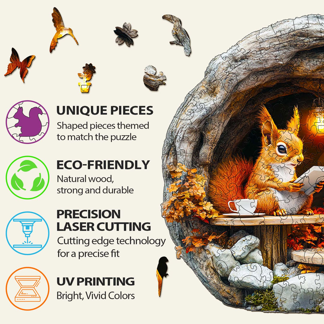 3D Burrow Squirrel Wooden Jigsaw Puzzle - By Woodbests