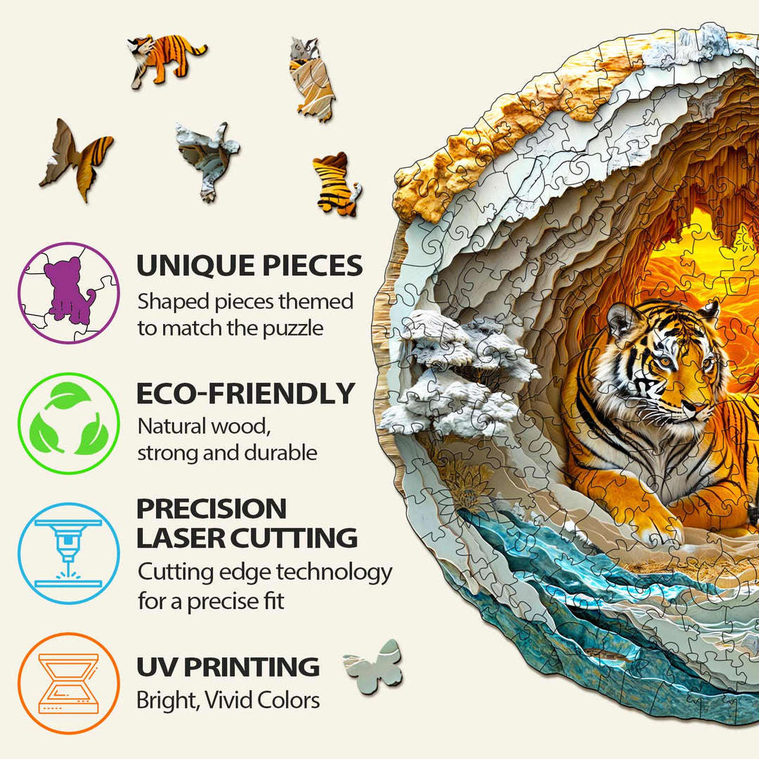 3D Tiger Wooden Jigsaw Puzzle - By Woodbests