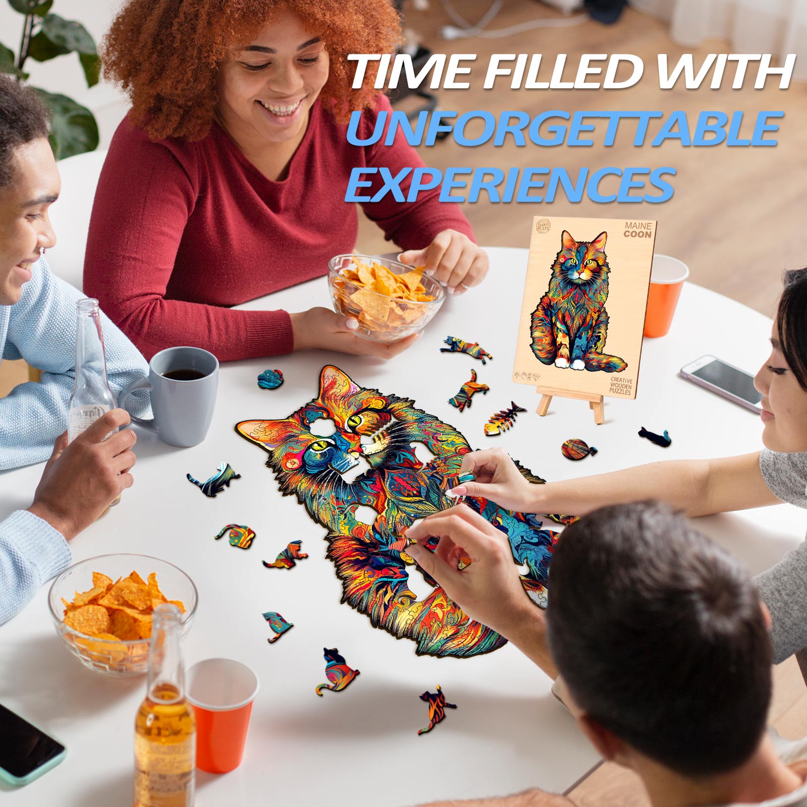 Majestätische Maine-Coon Holzpuzzle