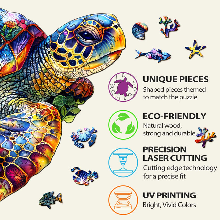Unique Turtle Wooden Jigsaw Puzzle - Woodbests