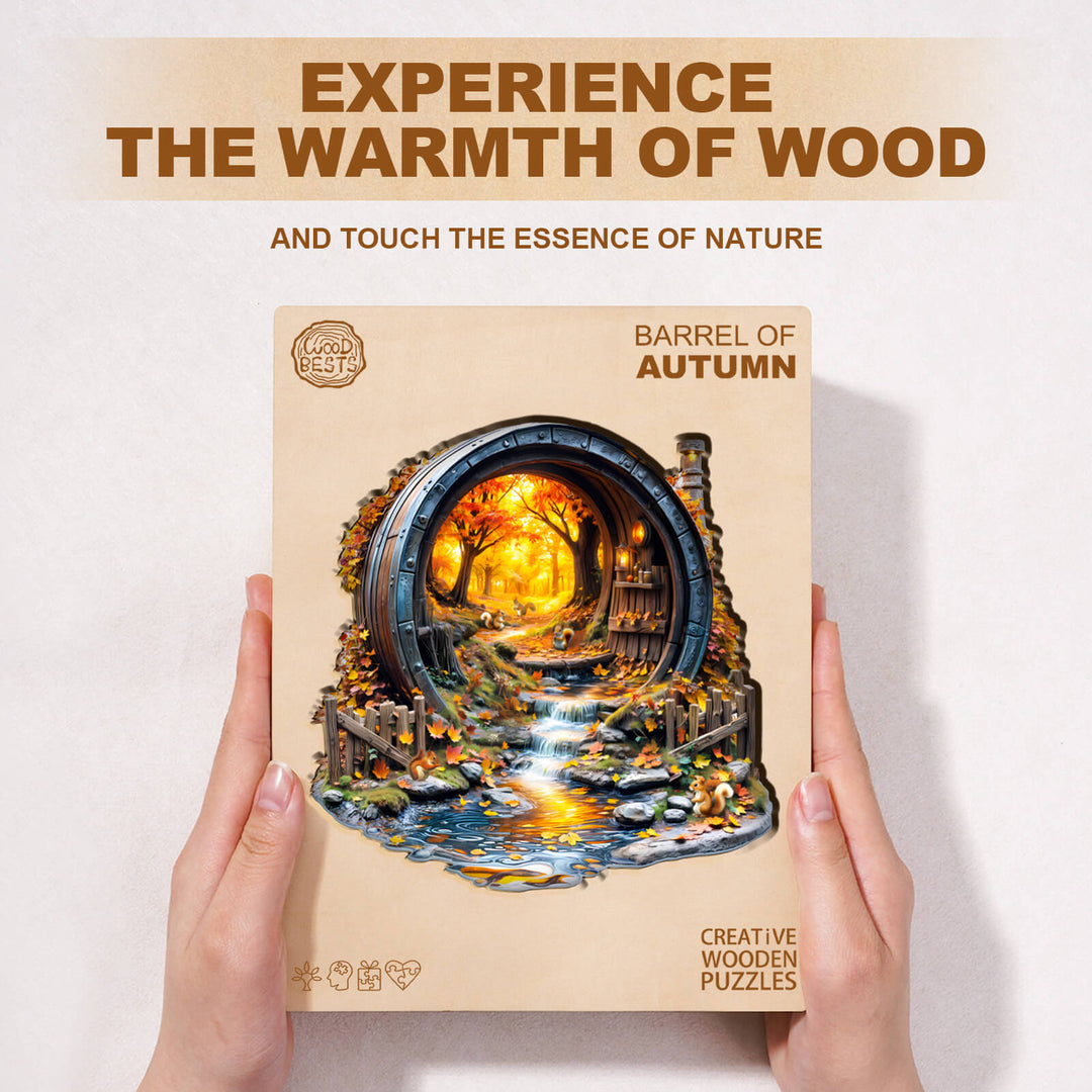 Barrel of Autumn Wooden Jigsaw Puzzle