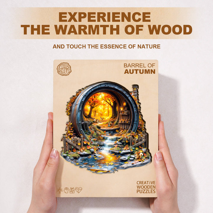 Barrel of Autumn Wooden Jigsaw Puzzle