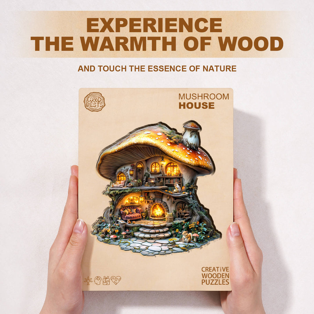 mushroom house Wooden Jigsaw Puzzle